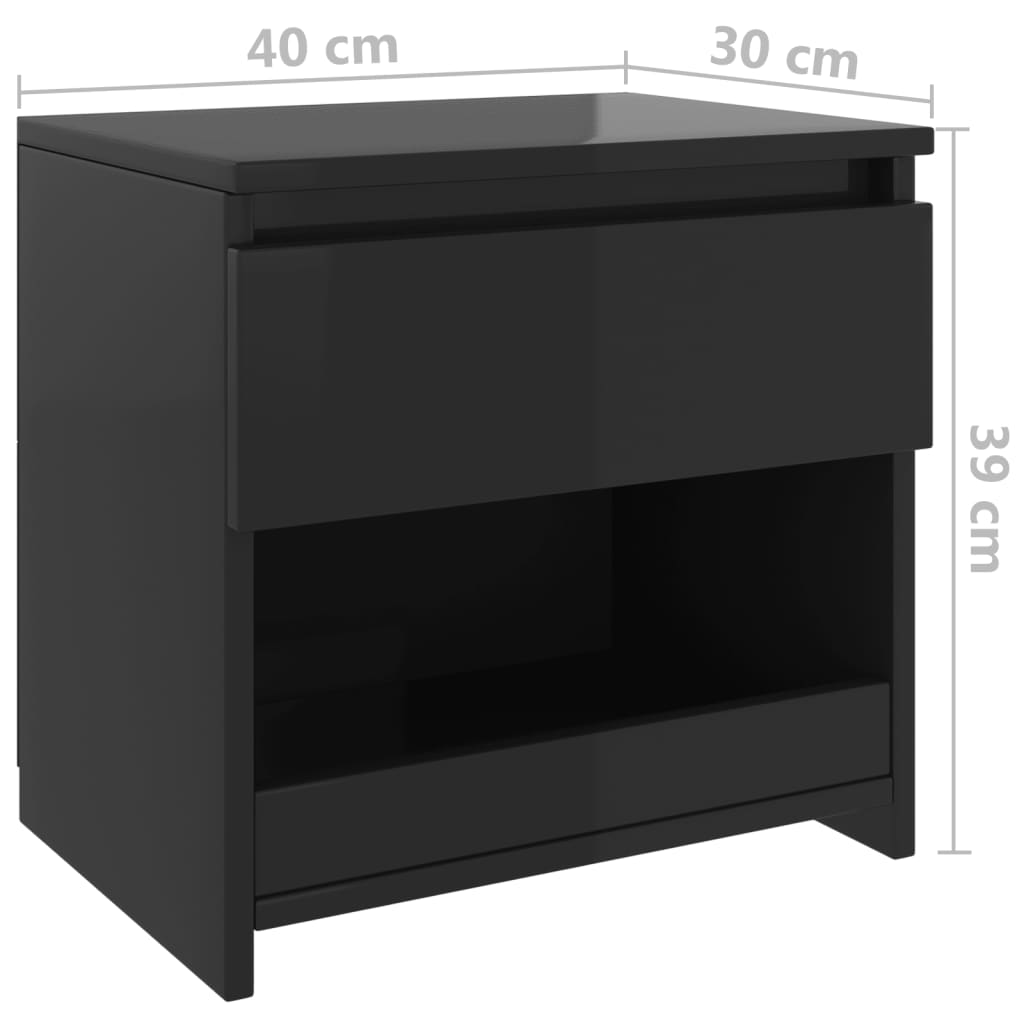 Yöpöytä korkeakiilto musta 40x30x39 cm lastulevy - Sisustajankoti.fi