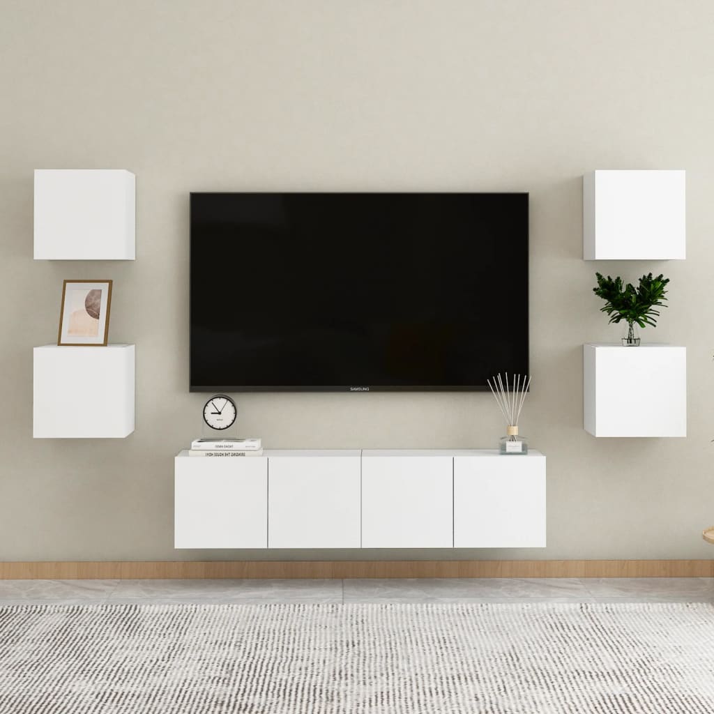Seinäkiinnitettävät TV-tasot 2 kpl valkoinen 30,5x30x30 cm - Sisustajankoti.fi