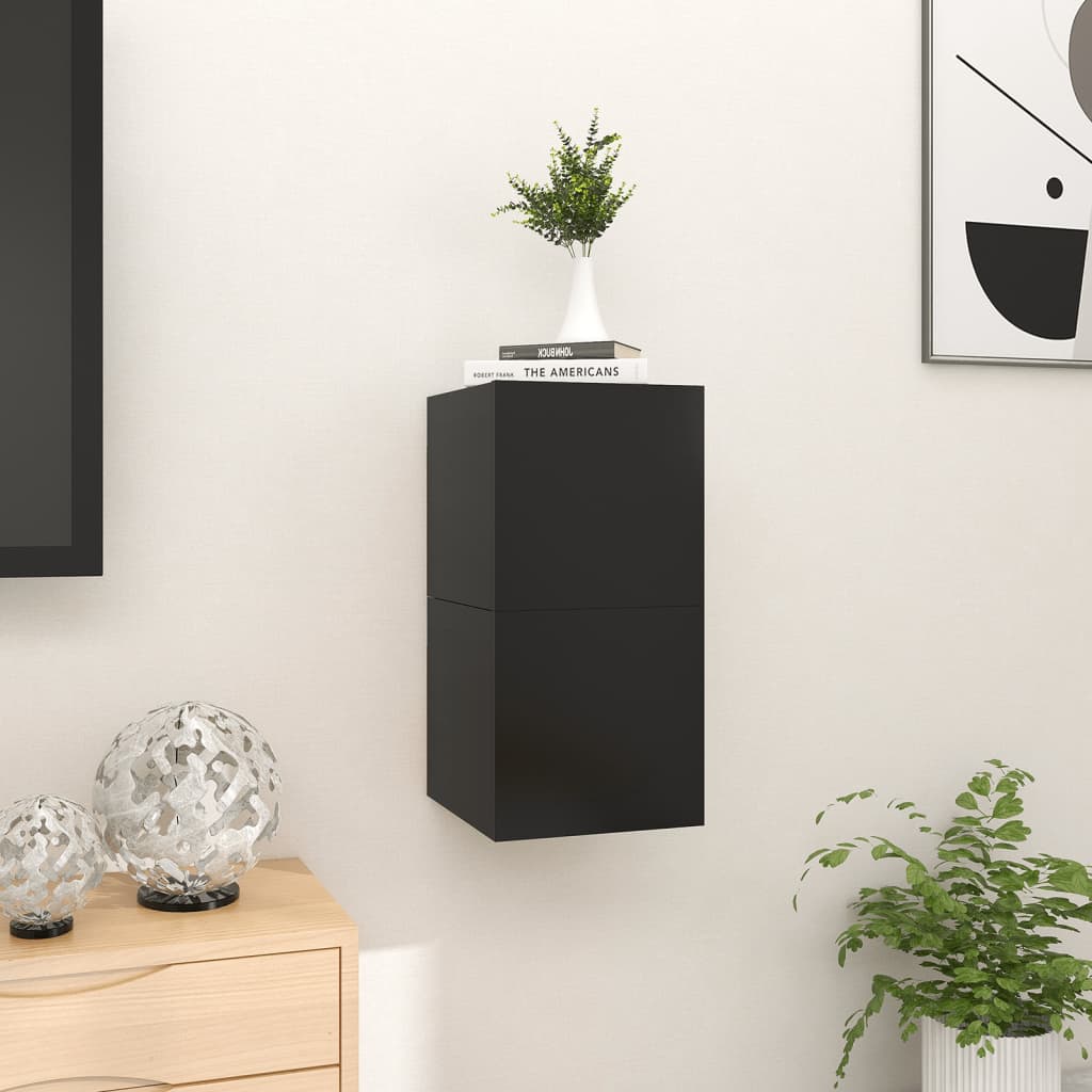 Seinäkiinnitettävät TV-tasot 2 kpl musta 30,5x30x30cm - Sisustajankoti.fi