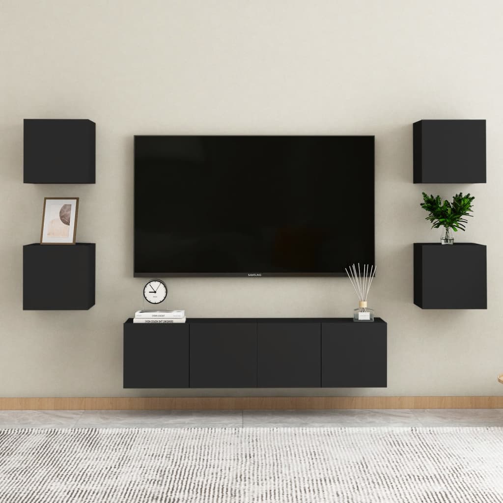 Seinäkiinnitettävät TV-tasot 2 kpl musta 30,5x30x30cm - Sisustajankoti.fi