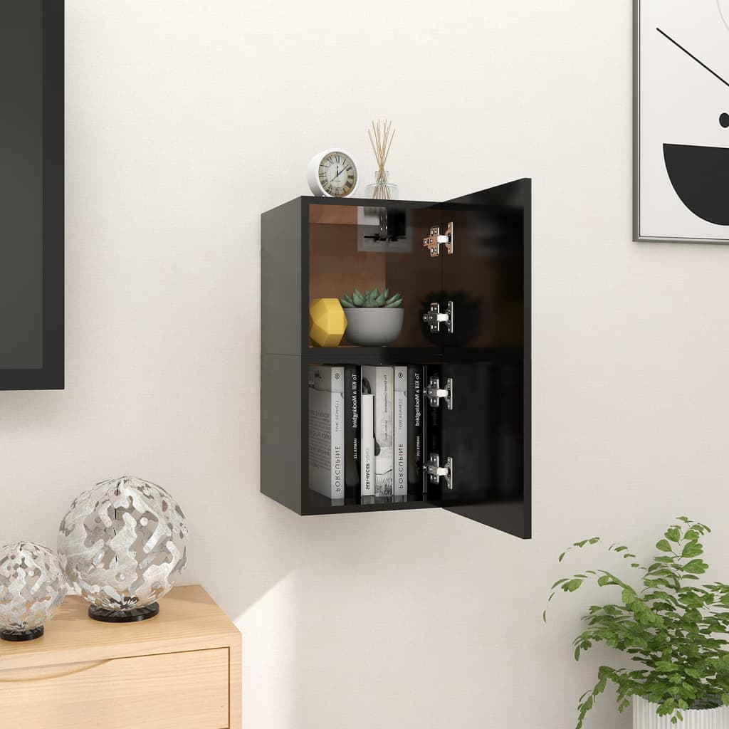 Seinäkiinnitettävät TV-tasot 2 kpl musta 30,5x30x30cm - Sisustajankoti.fi