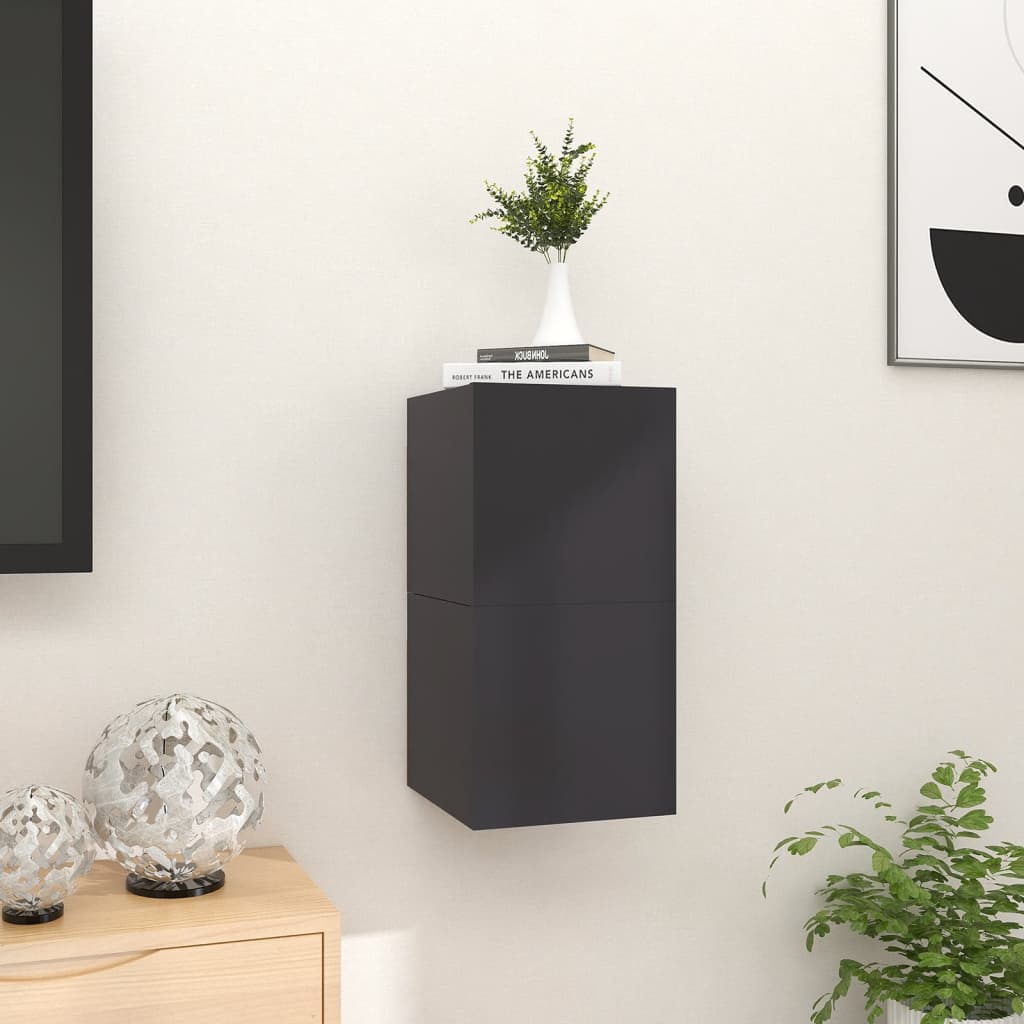 Seinäkiinnitettävät TV-tasot 2 kpl harmaa 30,5x30x30 cm - Sisustajankoti.fi