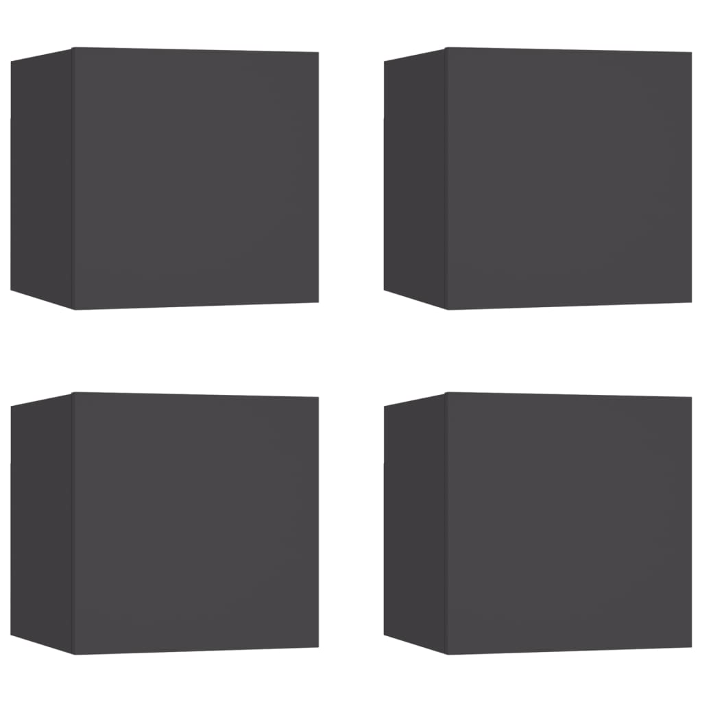 Seinäkiinnitettävä TV-taso 4 kpl harmaa 30,5x30x30 cm - Sisustajankoti.fi