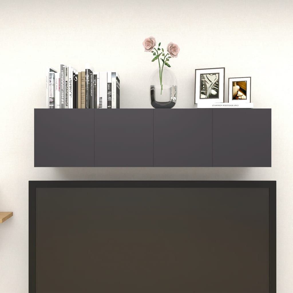 Seinäkiinnitettävä TV-taso 4 kpl harmaa 30,5x30x30 cm - Sisustajankoti.fi
