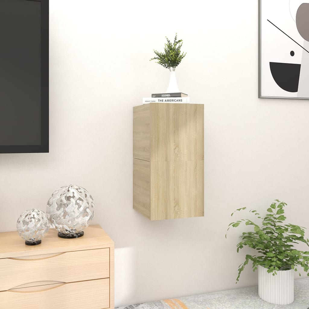 Seinäkiinnitettävät TV-tasot 2 kpl Sonoma-tammi 30,5x30x30 cm - Sisustajankoti.fi