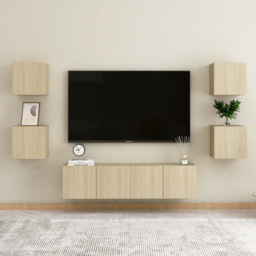 Seinäkiinnitettävät TV-tasot 2 kpl Sonoma-tammi 30,5x30x30 cm - Sisustajankoti.fi