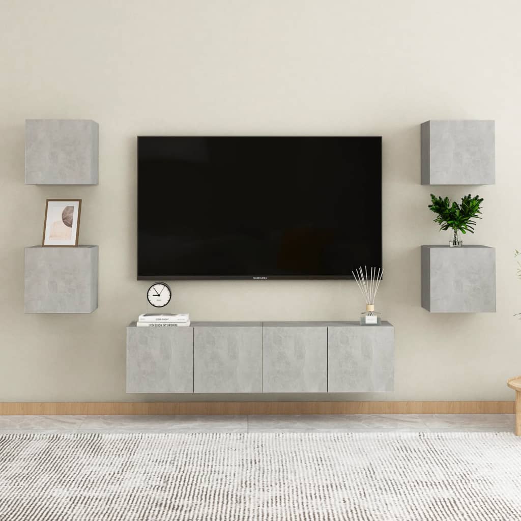 Seinäkiinnitettävät TV-tasot 2 kpl betoninharmaa 30,5x30x30 cm - Sisustajankoti.fi