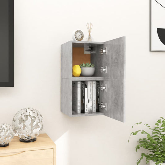 Seinäkiinnitettävät TV-tasot 2 kpl betoninharmaa 30,5x30x30 cm - Sisustajankoti.fi