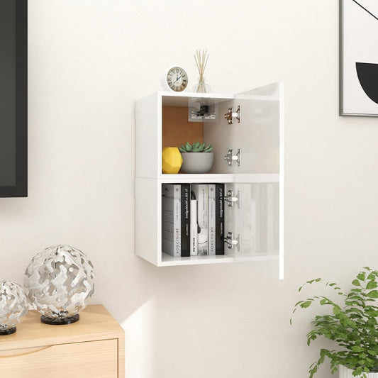 Seinäkiinnitettävät TV-tasot 2kpl kork.kiilto valk 30,5x30x30cm - Sisustajankoti.fi