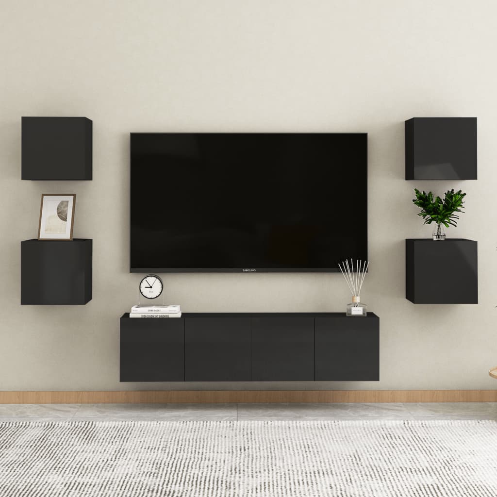 Seinäkiinnitettävä TV-taso korkeakiillto musta 30,5x30x30cm - Sisustajankoti.fi
