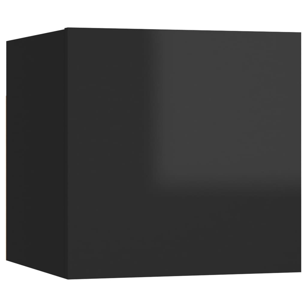 Seinäkiinnitettävä TV-taso 4kpl kork.kiillto musta 30,5x30x30cm - Sisustajankoti.fi