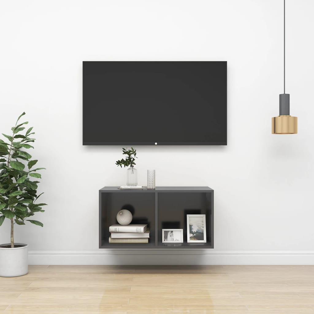 Seinäkiinnitettävä TV-taso harmaa 37x37x72 cm - Sisustajankoti.fi
