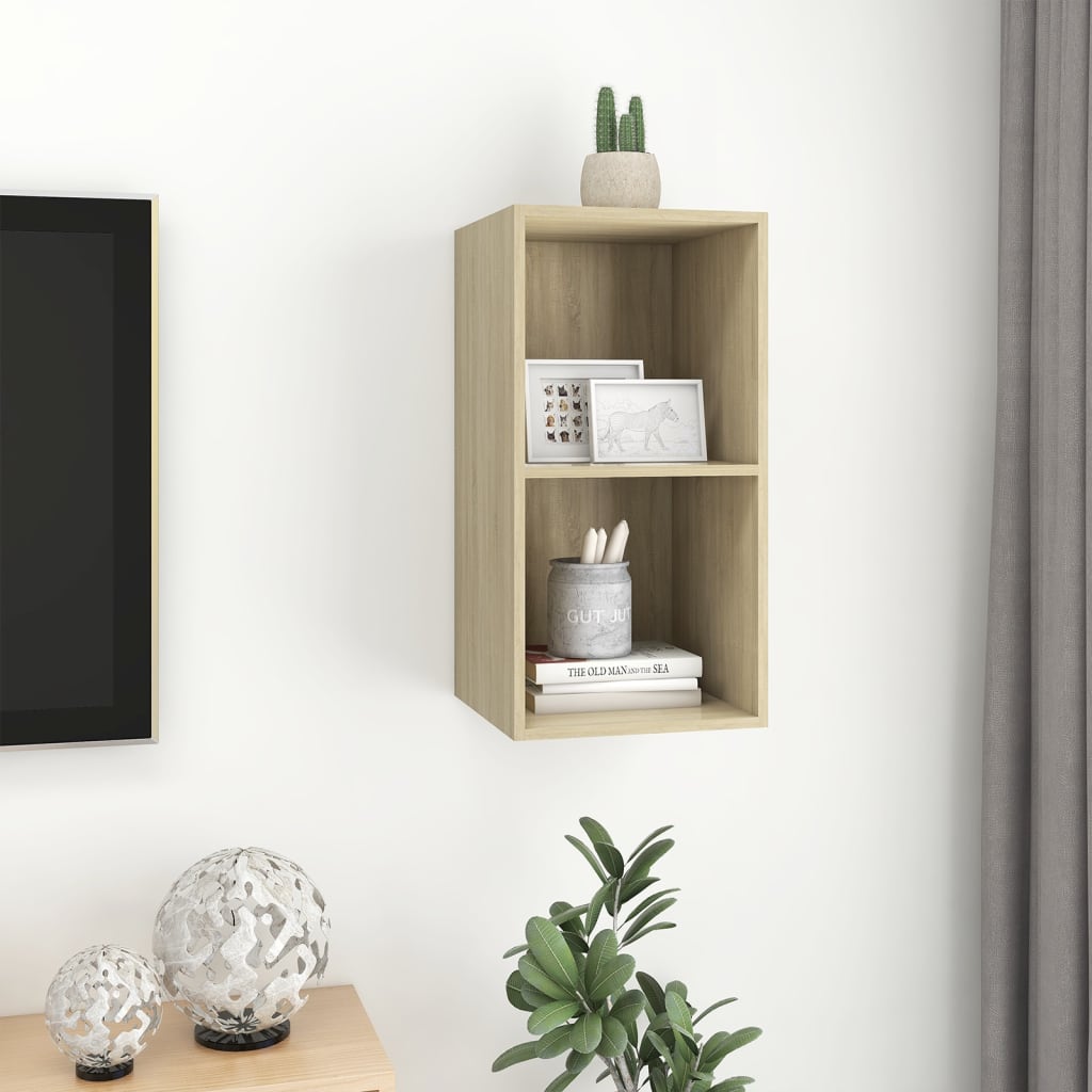 Seinäkiinnitettävä TV-taso Sonoma-tammi 37x37x72 cm - Sisustajankoti.fi