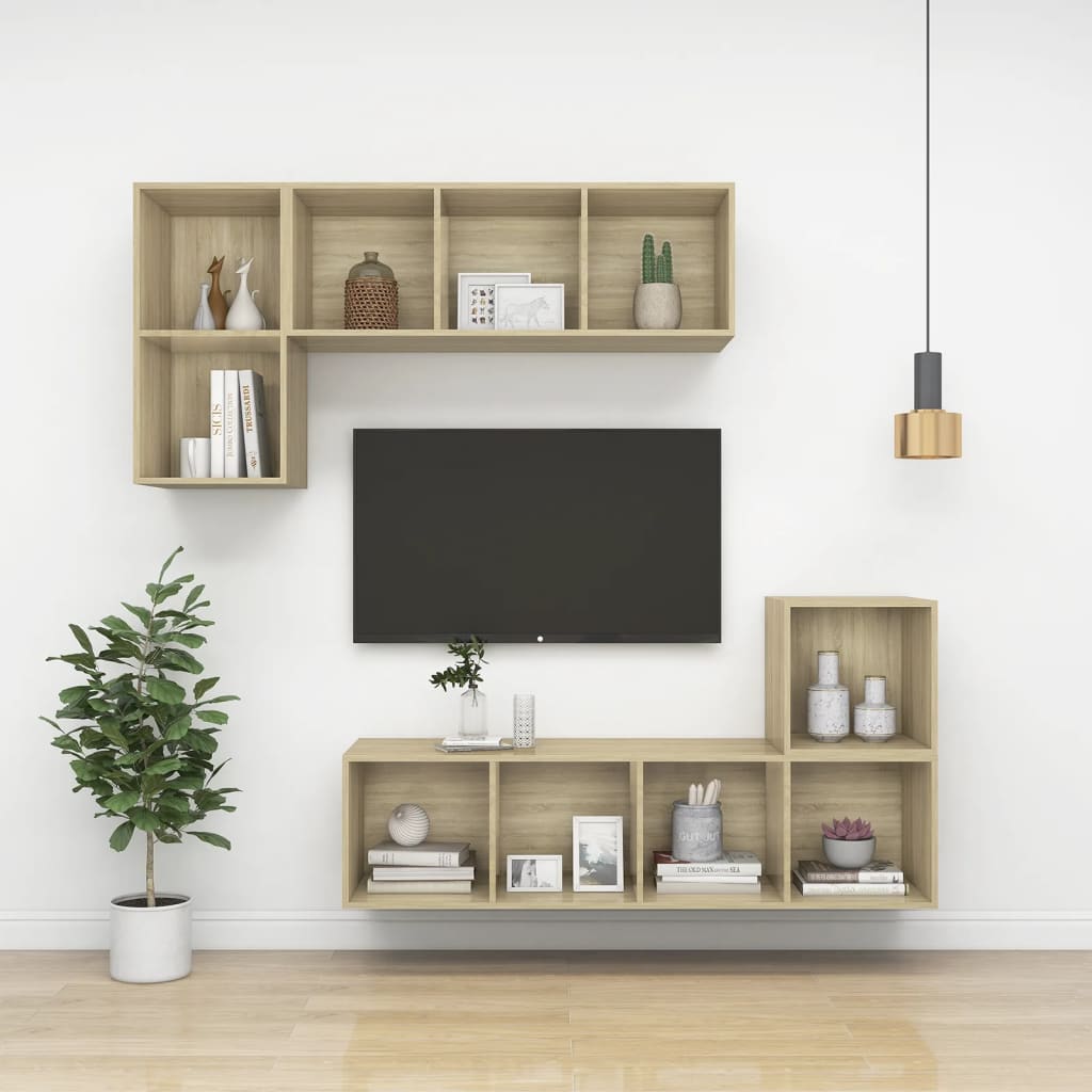 Seinäkiinnitettävä TV-taso Sonoma-tammi 37x37x72 cm - Sisustajankoti.fi