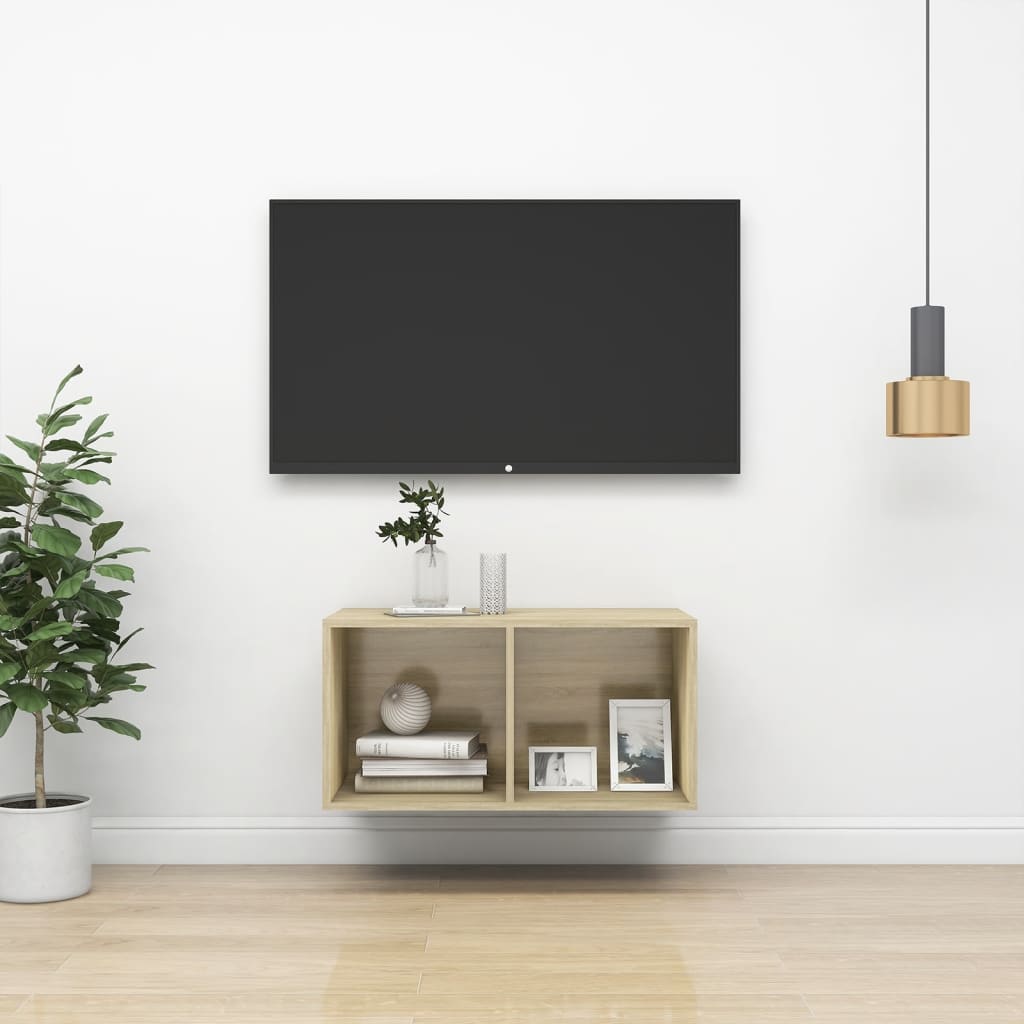 Seinäkiinnitettävä TV-taso Sonoma-tammi 37x37x72 cm - Sisustajankoti.fi