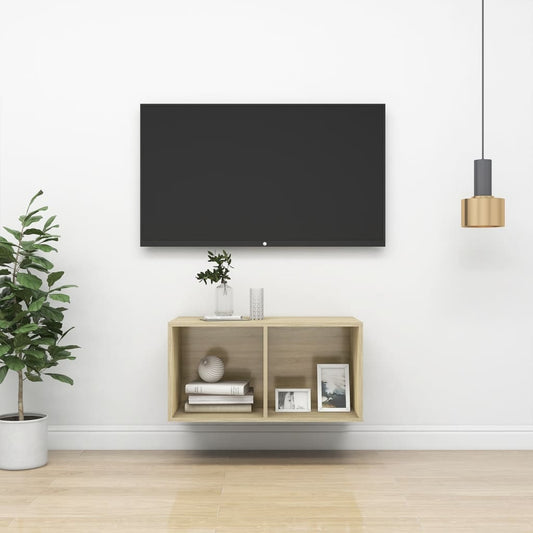 Seinäkiinnitettävä TV-taso Sonoma-tammi 37x37x72 cm - Sisustajankoti.fi