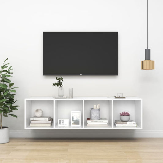 Seinäkiinnitettävä TV-taso valkoinen 37x37x142,5 cm - Sisustajankoti.fi