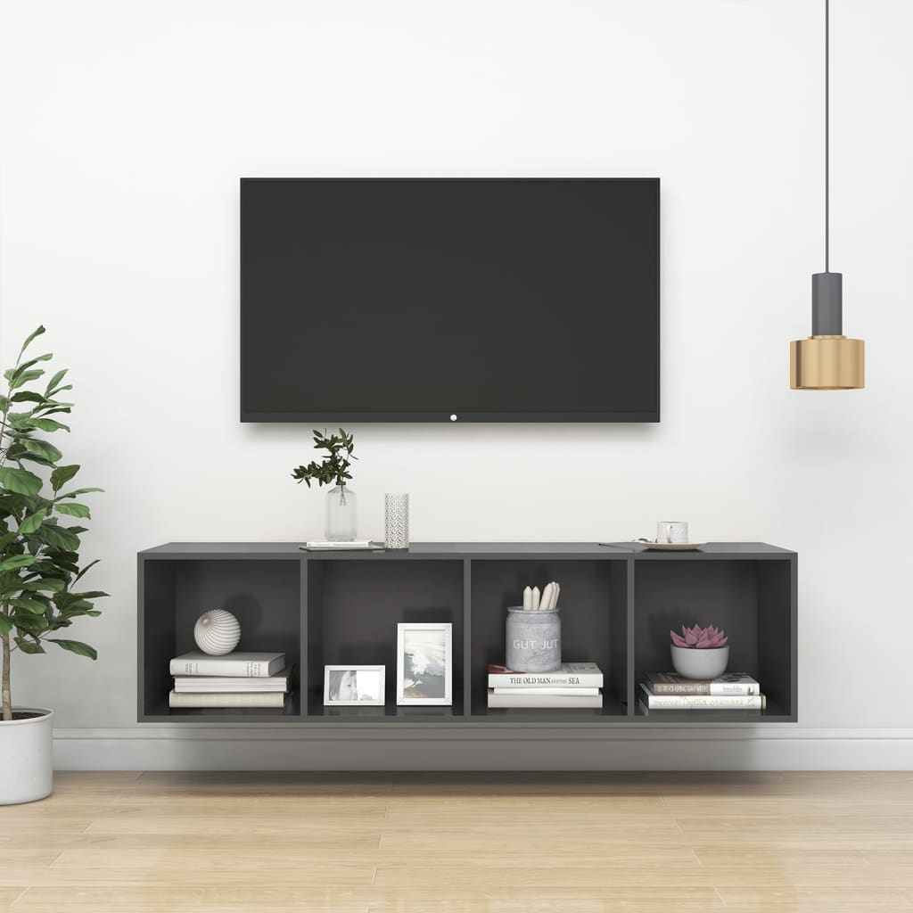 Seinäkiinnitettävä TV-taso harmaa 37x37x142,5 cm - Sisustajankoti.fi