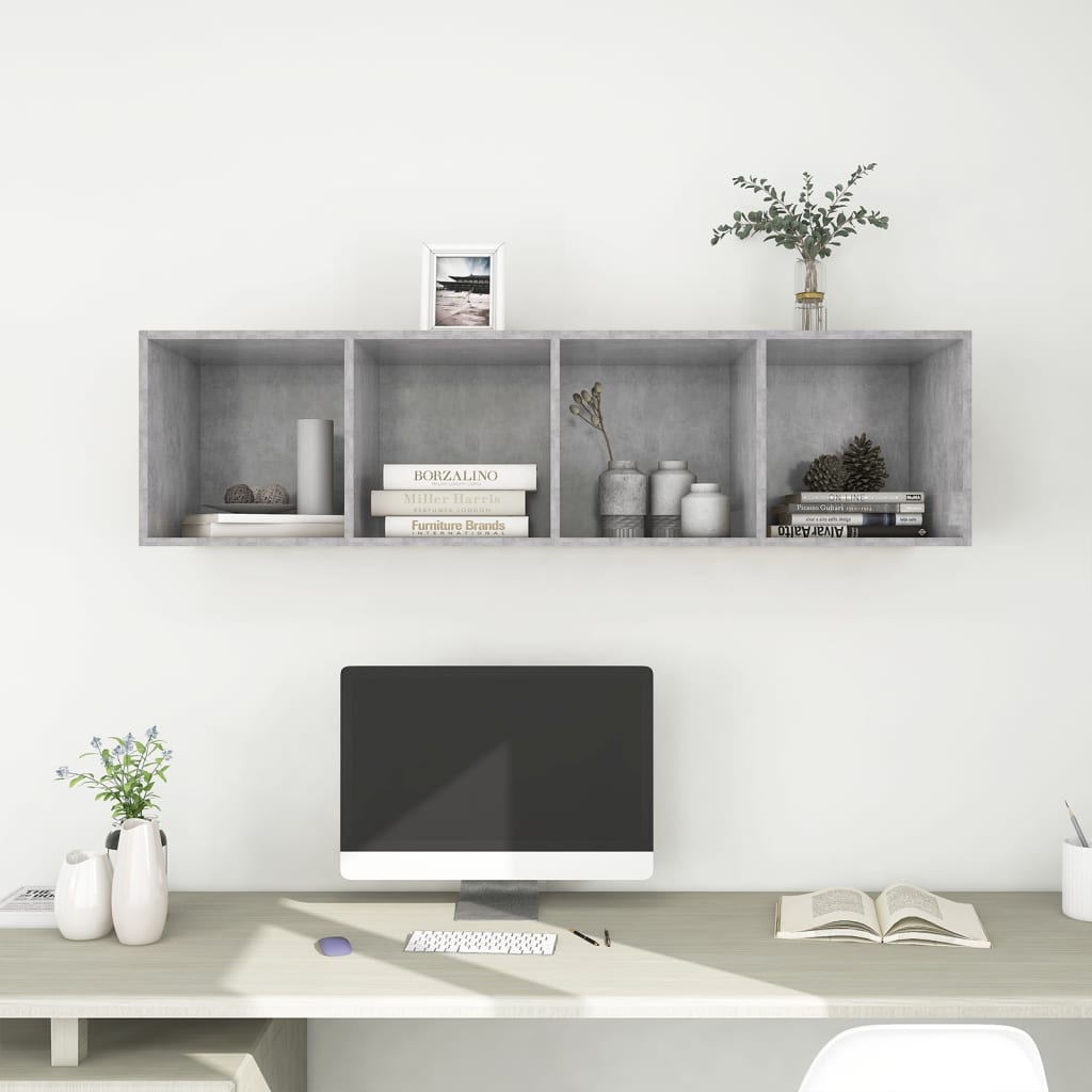 Seinäkiinnitettävä TV-taso betoninharmaa 37x37x142,5 cm levy - Sisustajankoti.fi
