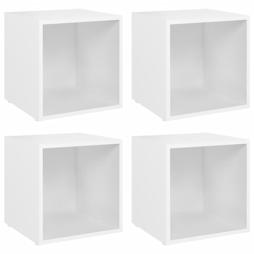 TV-tasot 4 kpl valkoinen 37x35x37 cm lastulevy - Sisustajankoti.fi
