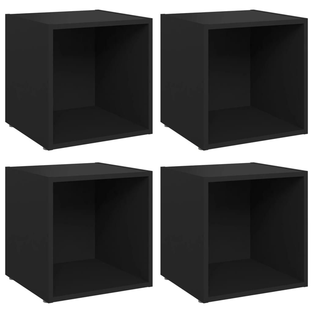 TV-tasot 4 kpl musta 37x35x37 cm lastulevy - Sisustajankoti.fi