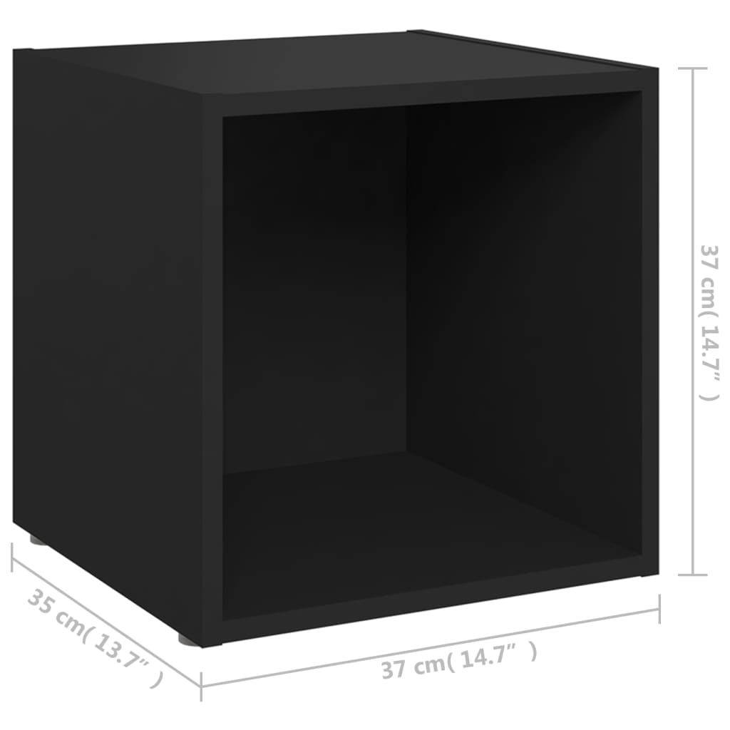 TV-tasot 4 kpl musta 37x35x37 cm lastulevy - Sisustajankoti.fi