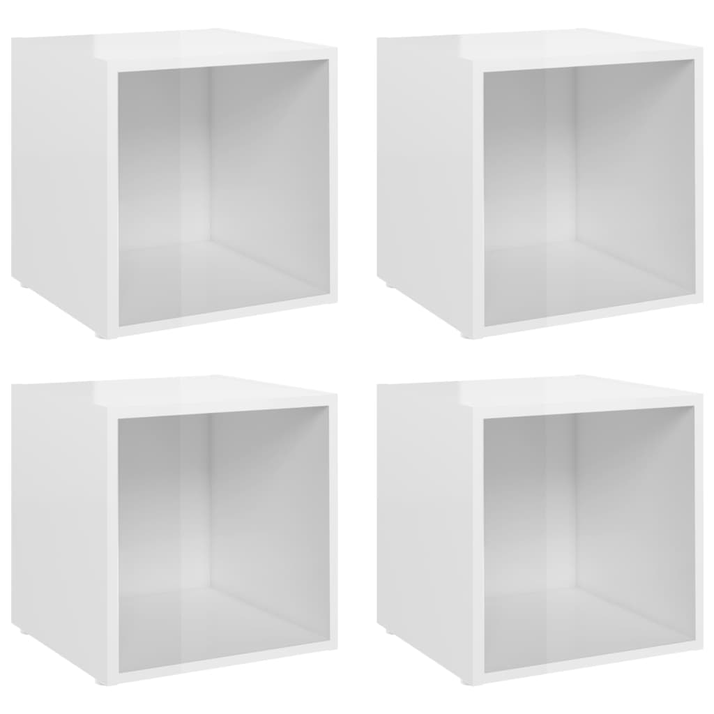 TV-tasot 4 kpl korkeakiilto valkoinen 37x35x37 cm lastulevy - Sisustajankoti.fi