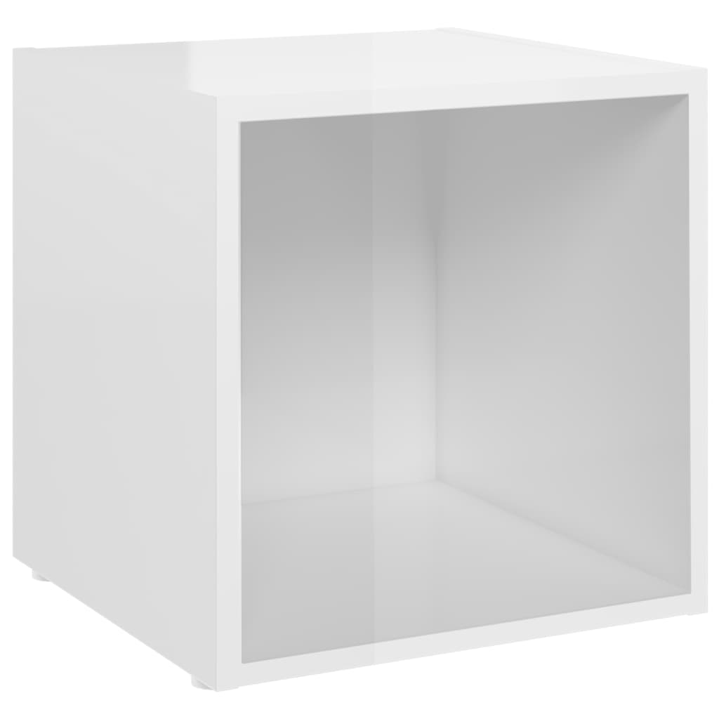 TV-tasot 4 kpl korkeakiilto valkoinen 37x35x37 cm lastulevy - Sisustajankoti.fi