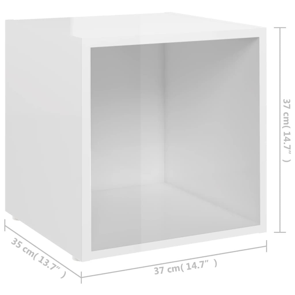 TV-tasot 4 kpl korkeakiilto valkoinen 37x35x37 cm lastulevy - Sisustajankoti.fi