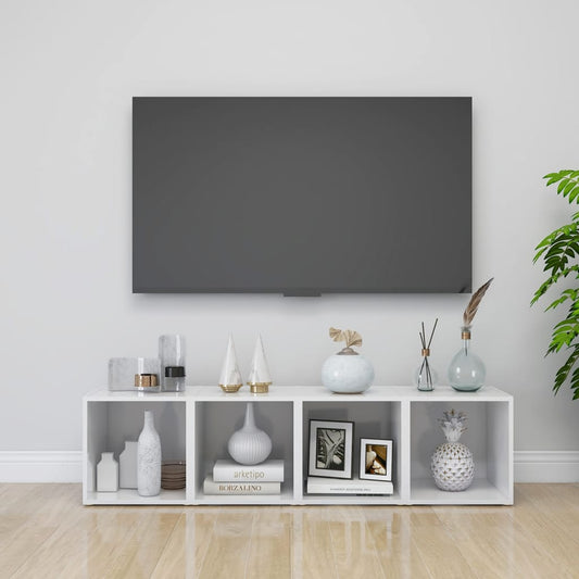 TV-tasot 4 kpl korkeakiilto valkoinen 37x35x37 cm lastulevy - Sisustajankoti.fi