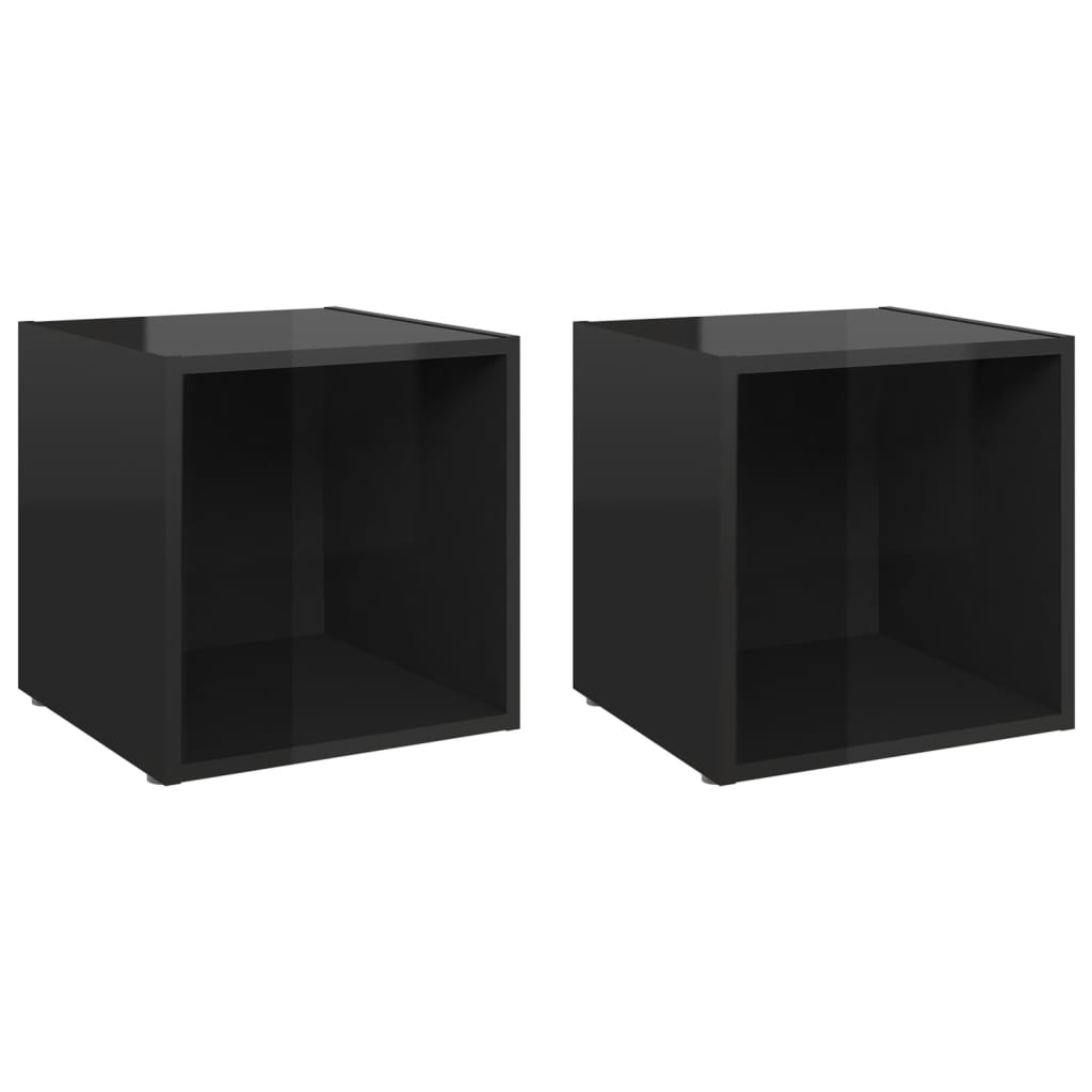 TV-tasot 2 kpl korkeakiilto musta 37x35x37 cm - Sisustajankoti.fi