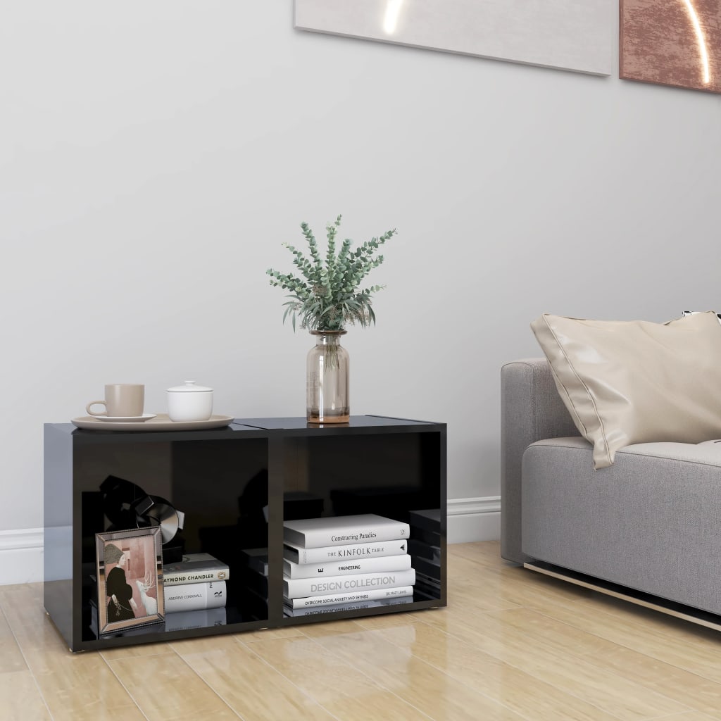 TV-tasot 2 kpl korkeakiilto musta 37x35x37 cm - Sisustajankoti.fi