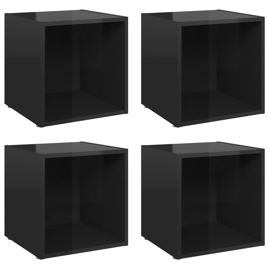 TV-tasot 4 kpl korkeakiilto musta 37x35x37 cm lastulevy - Sisustajankoti.fi