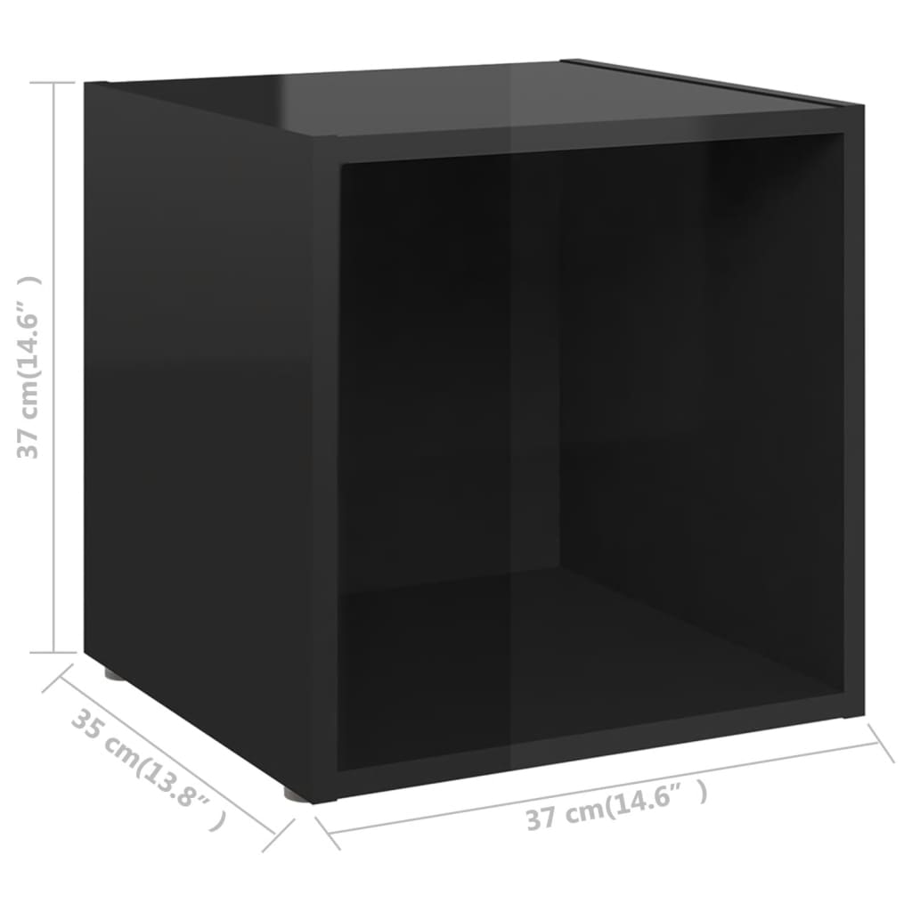 TV-tasot 4 kpl korkeakiilto musta 37x35x37 cm lastulevy - Sisustajankoti.fi