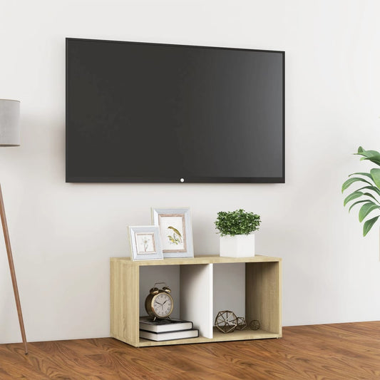 TV-taso valkoinen ja Sonoma-tammi 72x35x36,5 cm - Sisustajankoti.fi