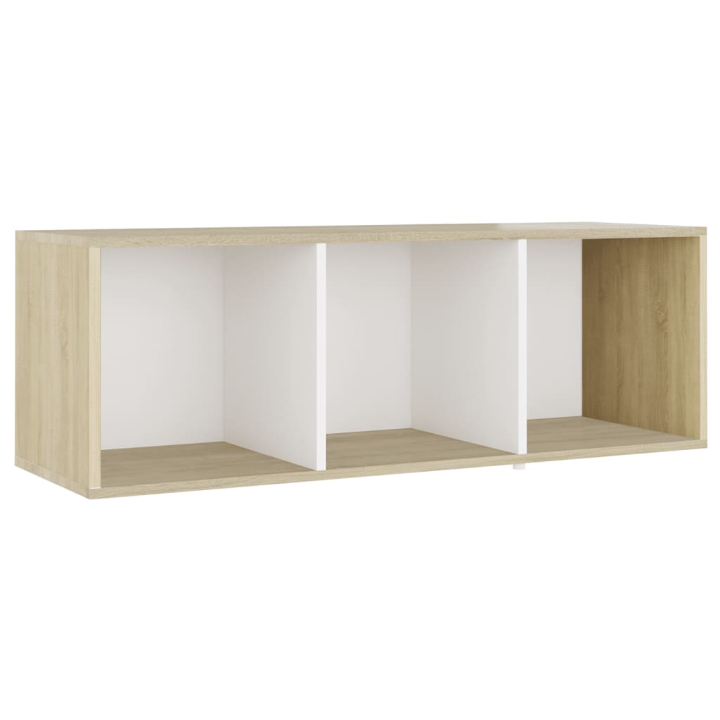 TV-taso valkoinen ja Sonoma-tammi 107x35x37 cm lastulevy - Sisustajankoti.fi