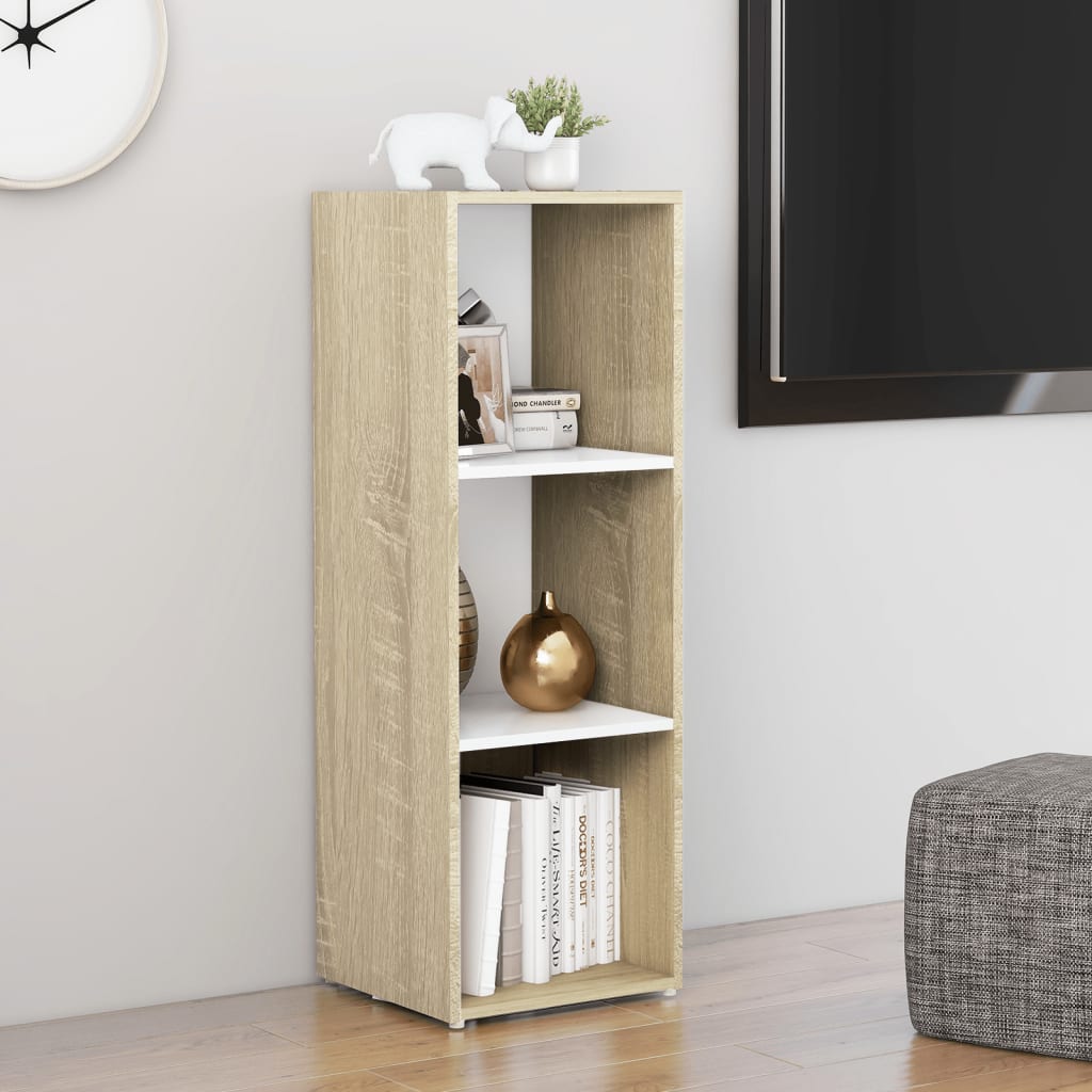 TV-taso valkoinen ja Sonoma-tammi 107x35x37 cm lastulevy - Sisustajankoti.fi