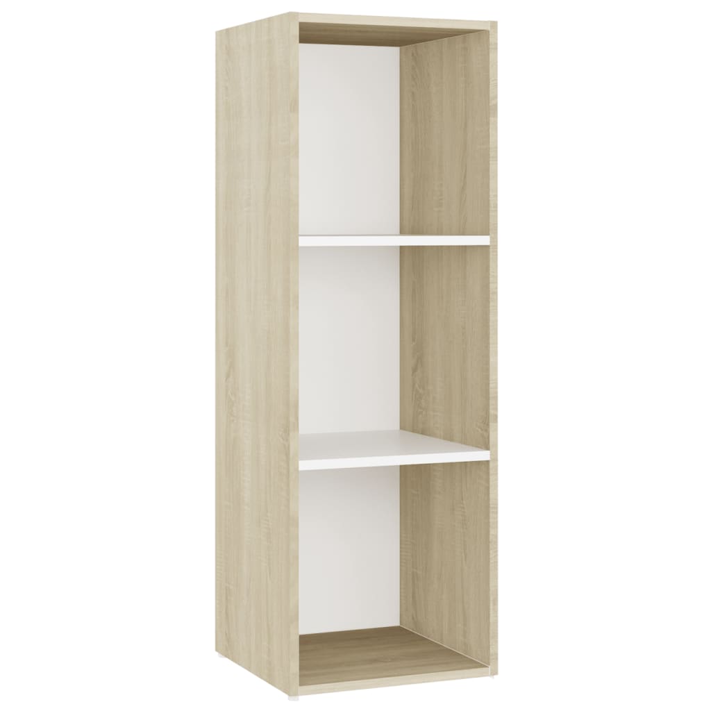 TV-taso valkoinen ja Sonoma-tammi 107x35x37 cm lastulevy - Sisustajankoti.fi