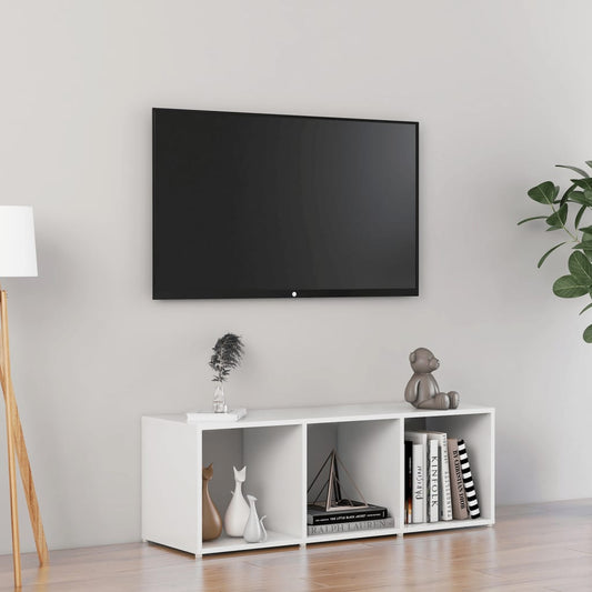 TV-taso korkeakiilto valkoinen 107x35x37 cm lastulevy - Sisustajankoti.fi
