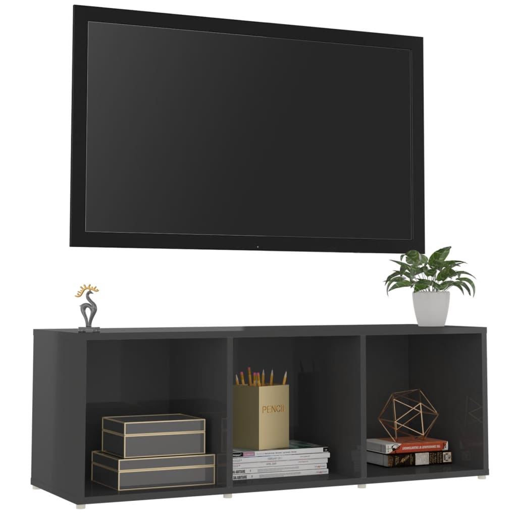 TV-taso korkeakiilto harmaa 107x35x37 cm lastulevy - Sisustajankoti.fi