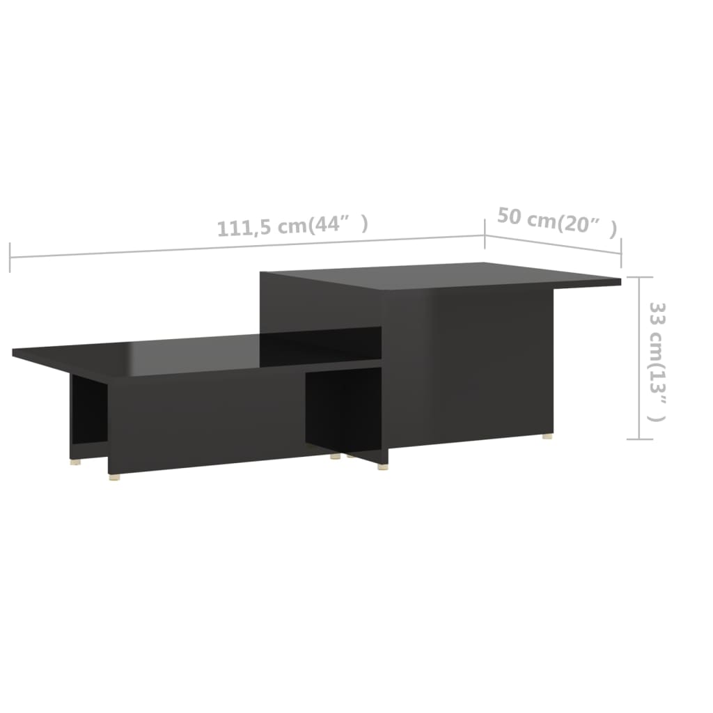 Sohvapöytä korkeakiilto musta 111,5x50x33 cm - Sisustajankoti.fi
