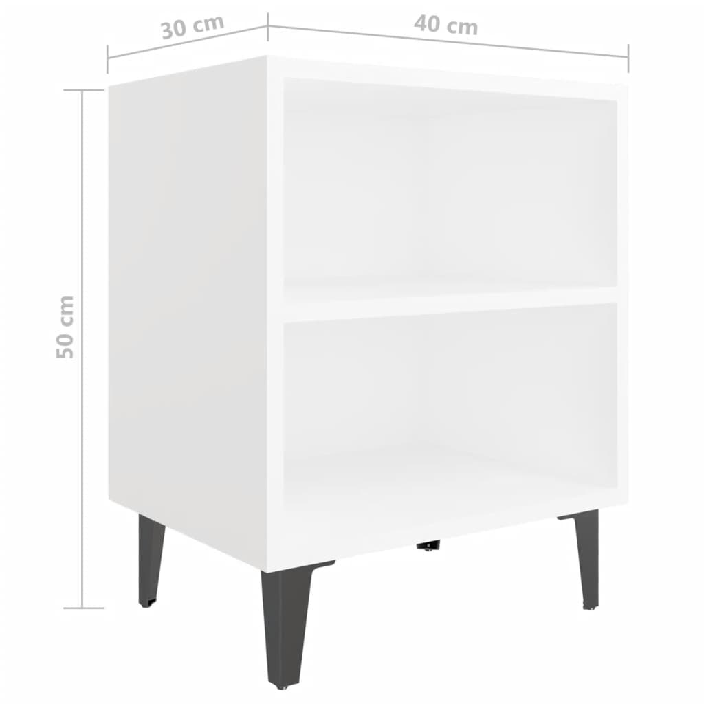 Yöpöydät metallijaloilla 2 kpl valkoinen 40x30x50 cm - Sisustajankoti.fi
