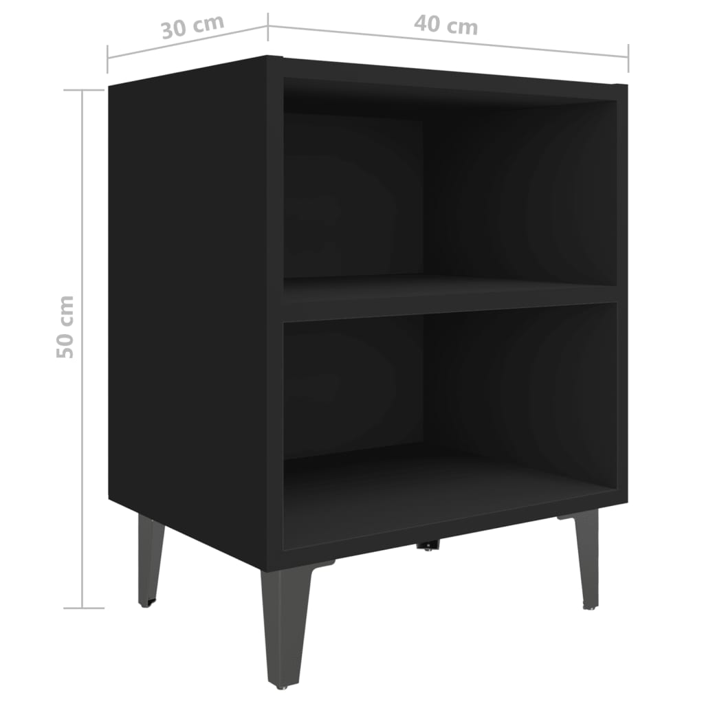 Yöpöytä metallijaloilla musta 40x30x50 cm - Sisustajankoti.fi
