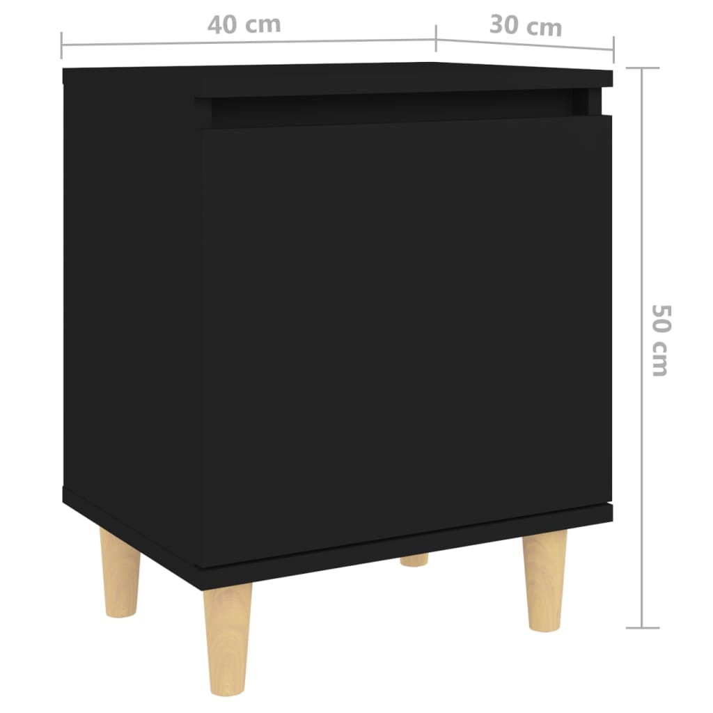Yöpöydät täyspuujaloilla 2 kpl musta 40x30x50 cm - Sisustajankoti.fi