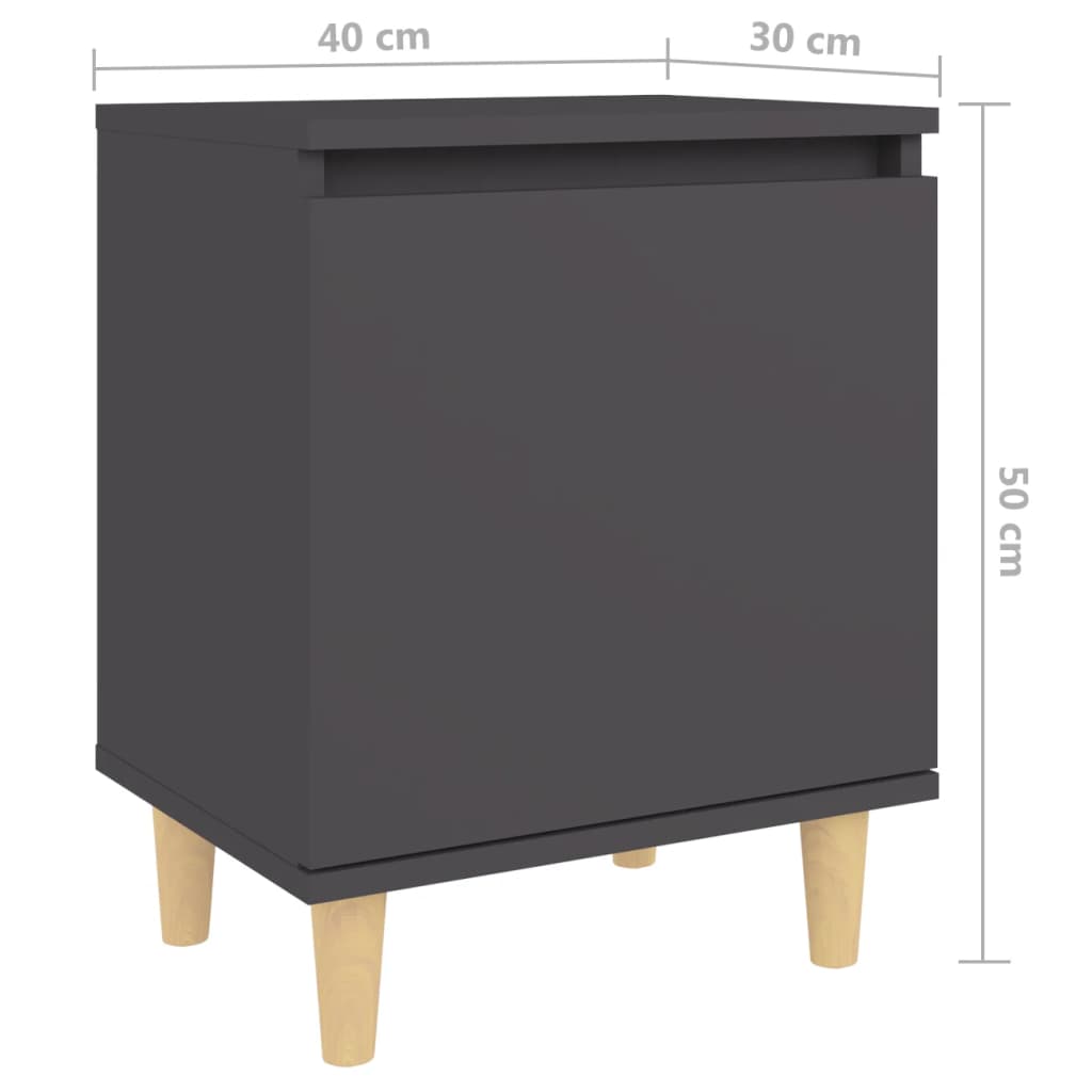 Yöpöydät täyspuujaloilla 2 kpl harmaa 40x30x50 cm - Sisustajankoti.fi