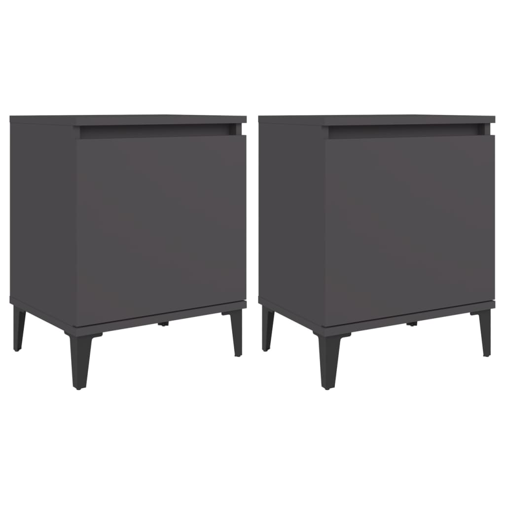 Yöpöydät metallijaloilla 2 kpl harmaa 40x30x50 cm - Sisustajankoti.fi