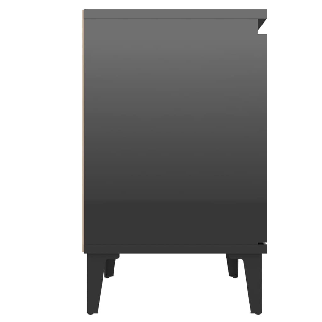 Yöpöytä metallijaloilla korkeakiilto musta 40x30x50 cm - Sisustajankoti.fi