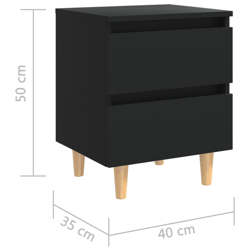 Yöpöydät täysmäntyiset jalat 2 kpl musta 40x35x50 cm - Sisustajankoti.fi