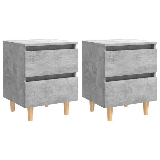 Yöpöydät täysmäntyiset jalat 2 kpl betoninharmaa 40x35x50 cm - Sisustajankoti.fi