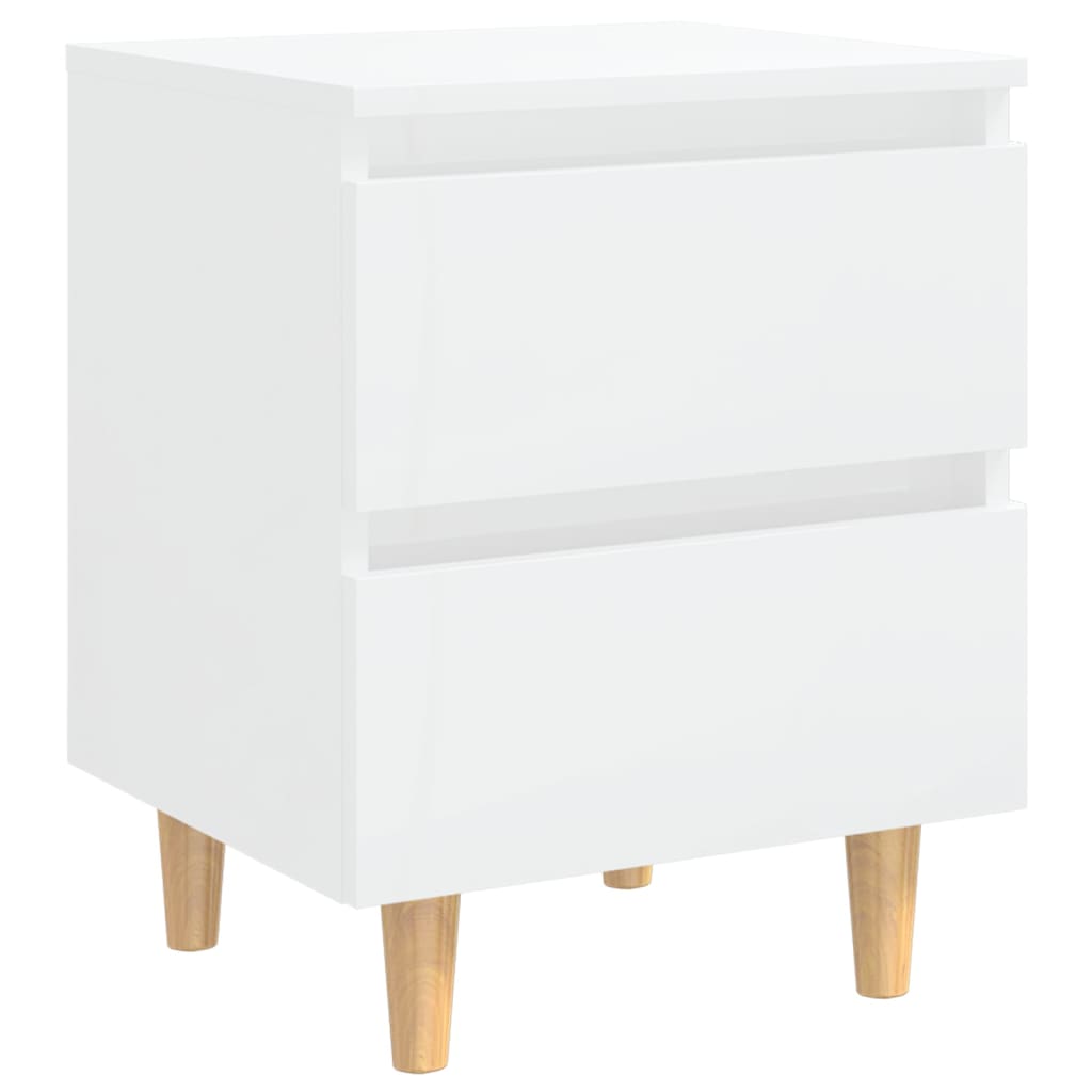 Yöpöydät täysmäntyiset jalat 2 kpl kork.kiilto valk. 40x35x50cm - Sisustajankoti.fi